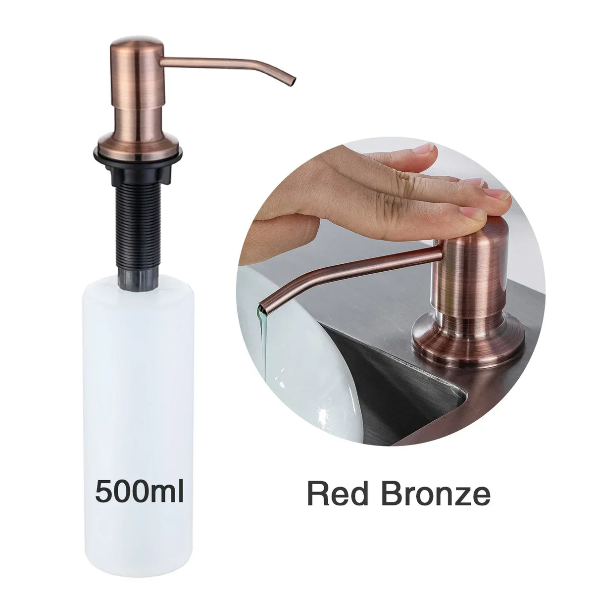 distributeur savon liquide main moderne noir cuivre bronze rouge minimaliste fixations bouteille 500ml