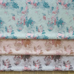 tissu imprimé floral vert gris rose blanc résistant intempéries polyester robe jupe coussin sac