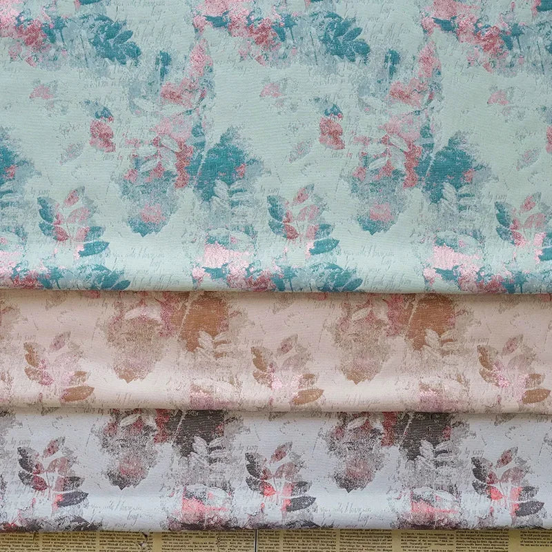 tissu imprimé floral vert gris rose blanc résistant intempéries polyester robe jupe coussin sac