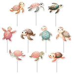 décoration gâteau tortue souriante motif animal bébé anniversaire fêtes enfant félicitations occasionnels carton rose