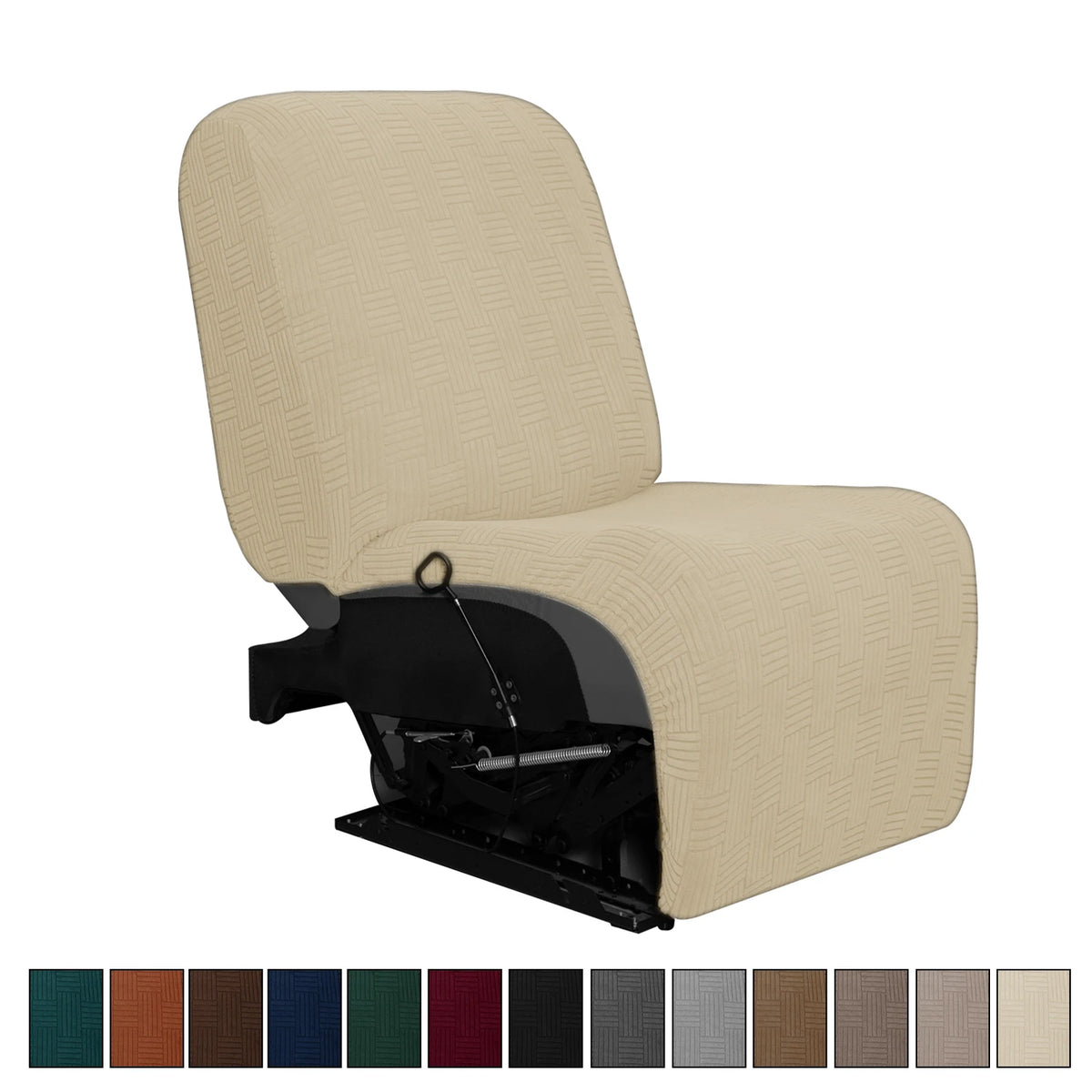 couvre siège marron rayures horizontales moderne fauteuil inclinable lavable machine automne hiver beige taupe