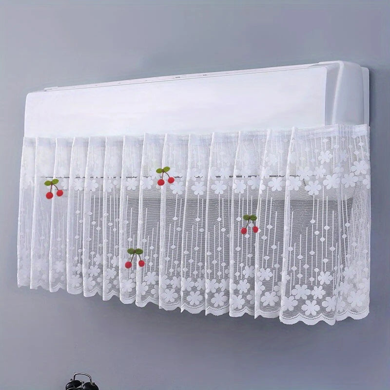 couverture climatiseur moderne dentelle brodée fleurs blanc translucide anti poussière chambre coucher