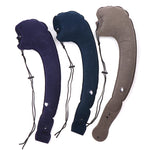 coussin voyage bleu marine gris velours confortable ergonomique cordon ajustable dimension 21cm 88cm total