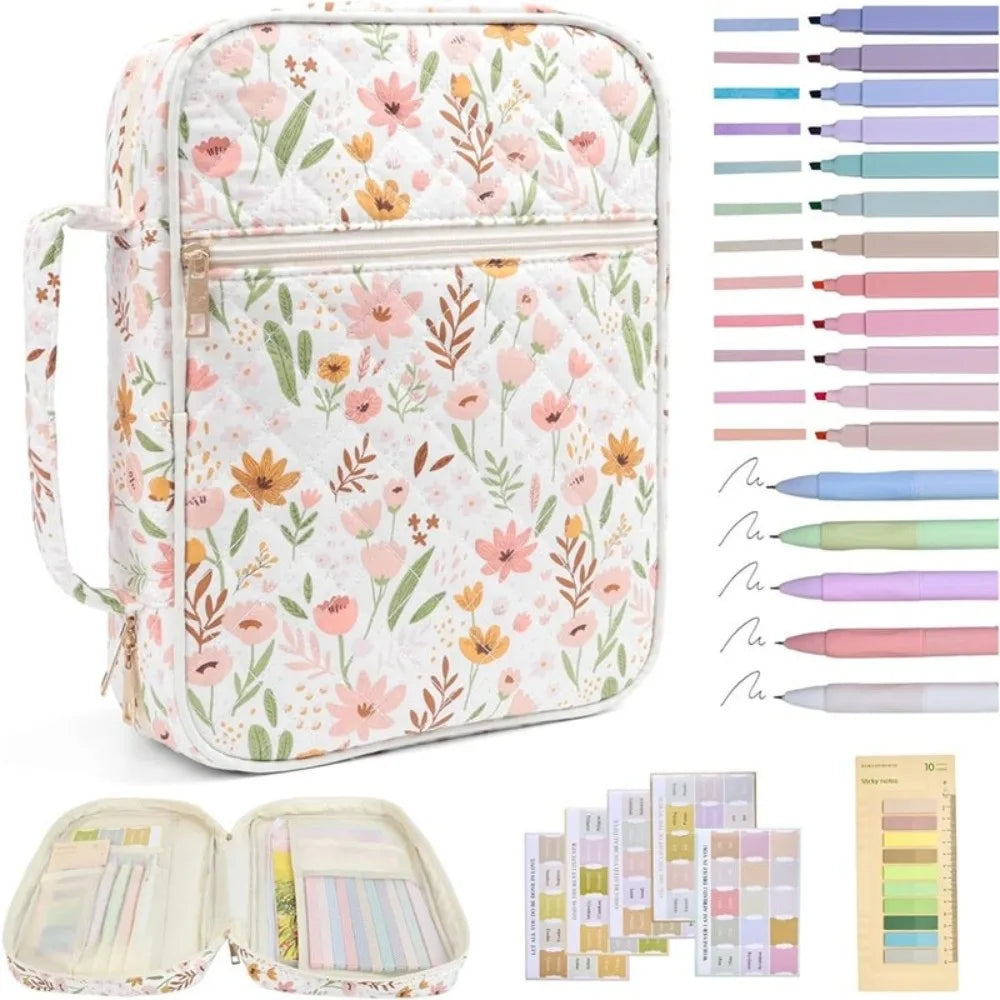 sac main réutilisable coton fleurs moderne poignée détachable blanc rose vert jaune bleu élégant