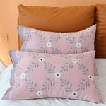 housse coussin fleur coton moderne rose vert olive bleuclair gris blanc feuille verte 50x75cm