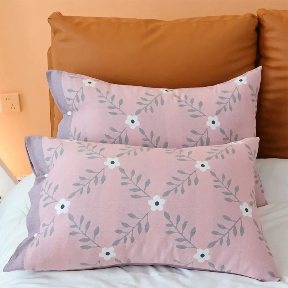 housse coussin fleur coton moderne rose vert olive bleuclair gris blanc feuille verte 50x75cm