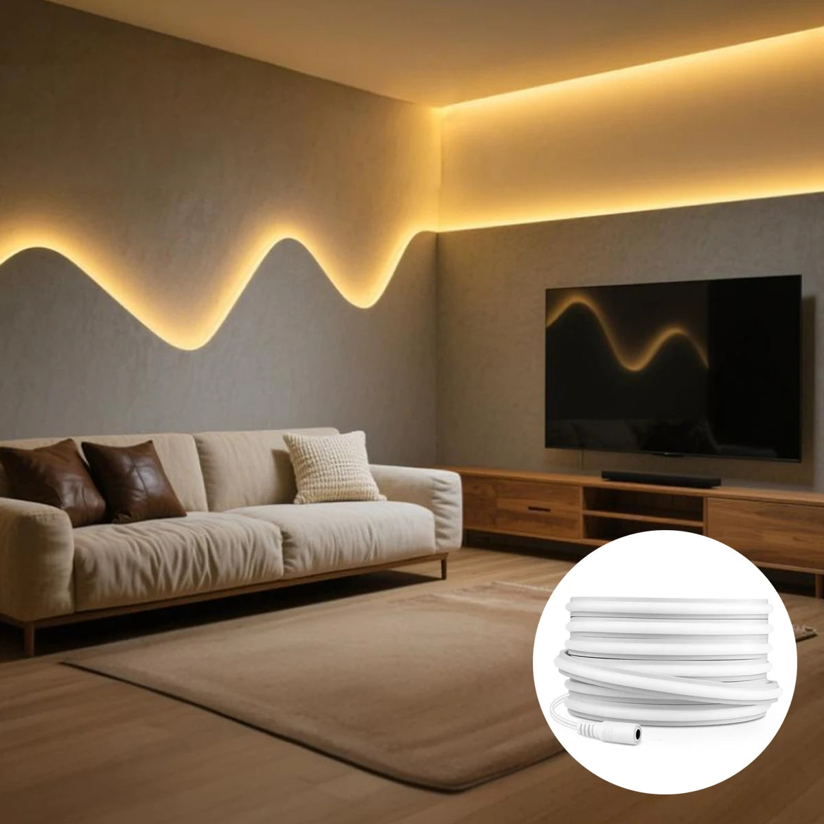 ruban led blanc 9mm 24v super lumineux étanche moderne cuisine sdb étage