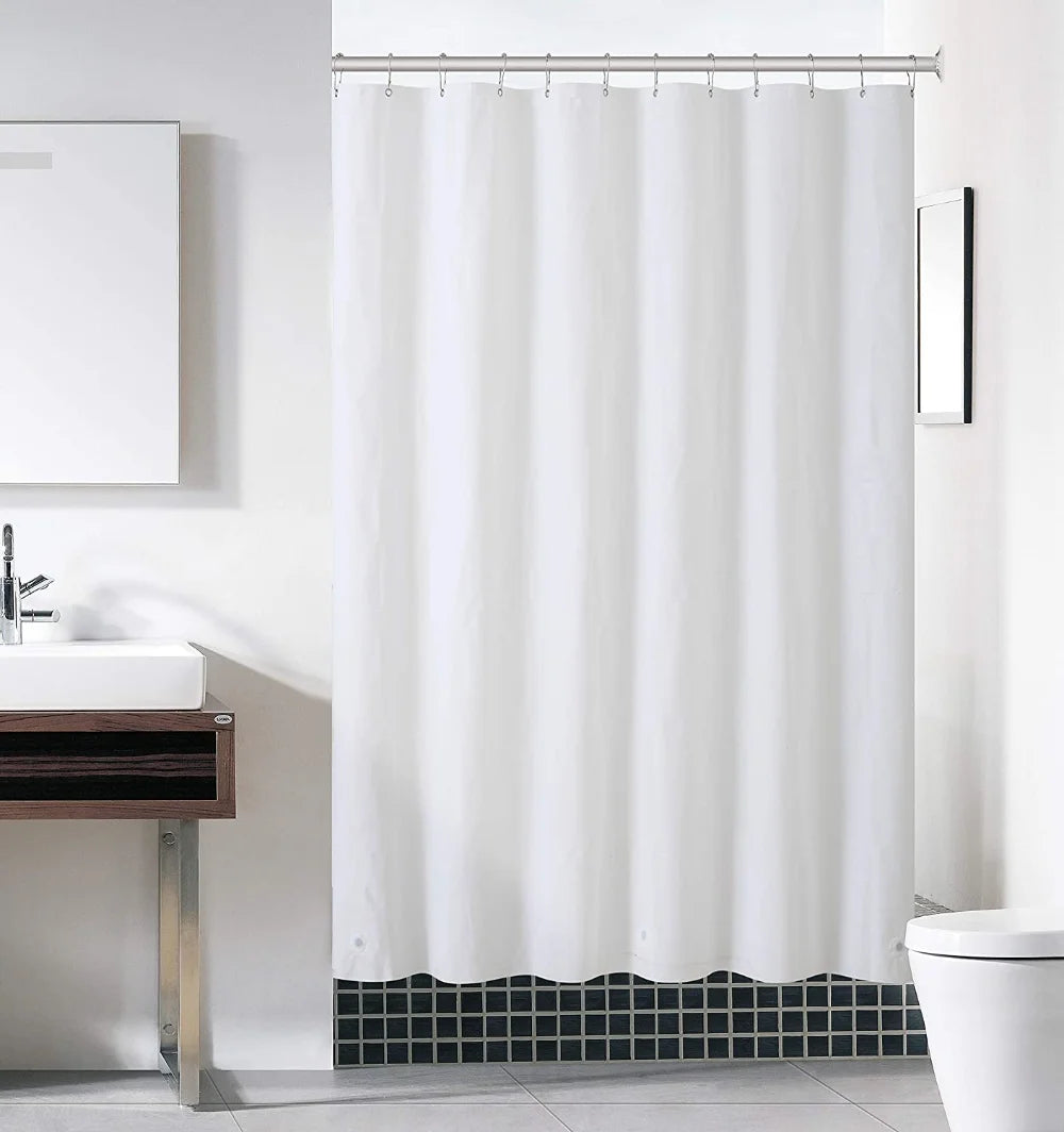 rideau douche moderne polyester opaque plis verticaux gris marron bleu blanc tringle rideau