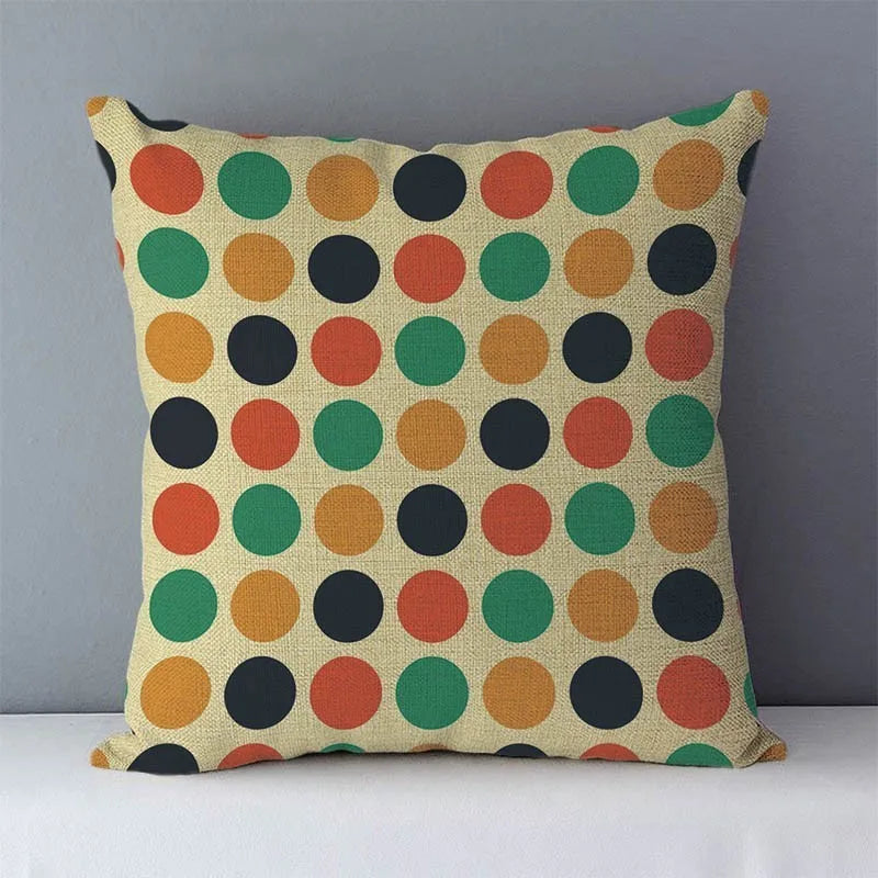 coussins carrés géométriques modernes polyester coton 45x45cm noir blanc bleu vert orange jaune marron