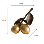 sculpture fruit lychee citronnier ornement décoration intérieure moderne citron bronze feuilles rouge blanc