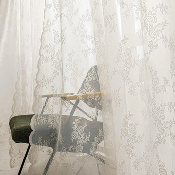 rideau blanc transparent brodé fleurs classique salon hospitalité