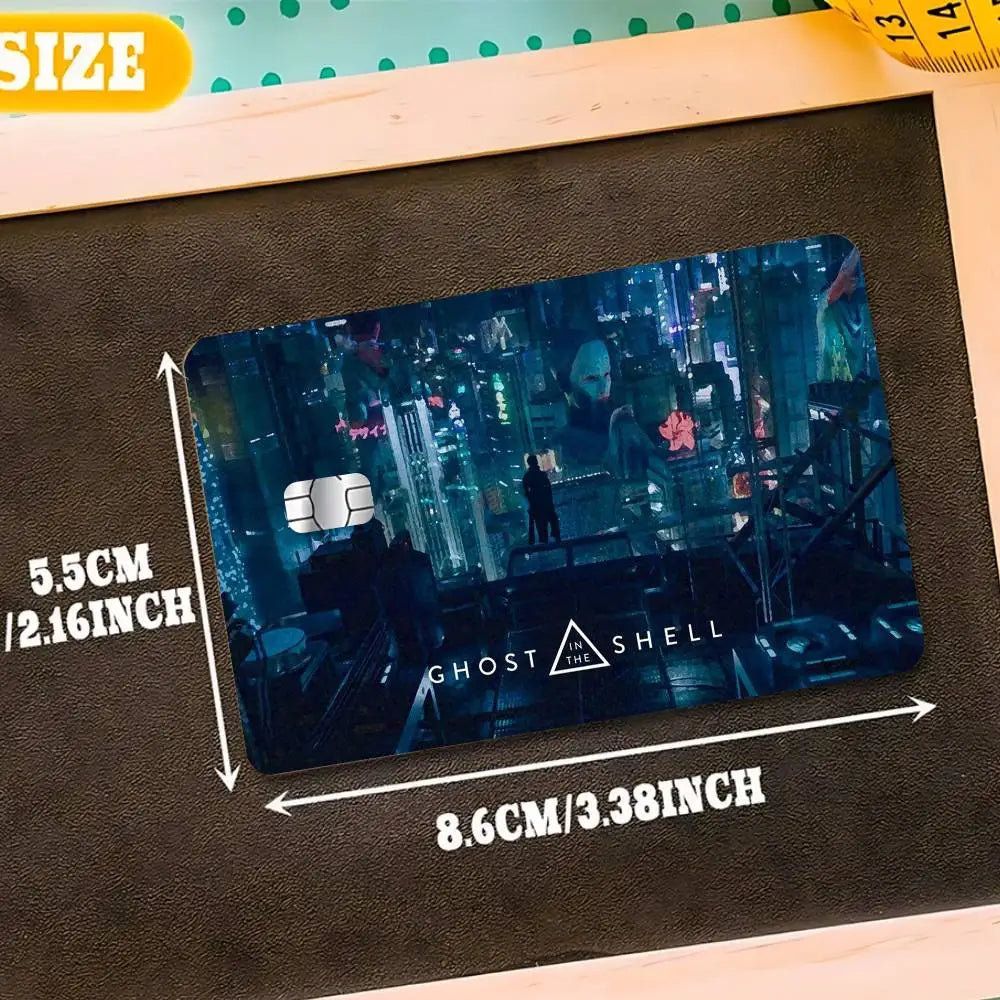 sticker anime ghost shell waterproof réutilisable moderne graphique carte crédit pièces