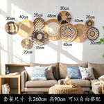 Assiettes décoratives boho tissées motifs géométriques naturel noir blanc fixations rondes