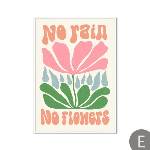 affiche murale toile fleurs abstraites moderne décoration salon minimaliste rose jaune vert blanc