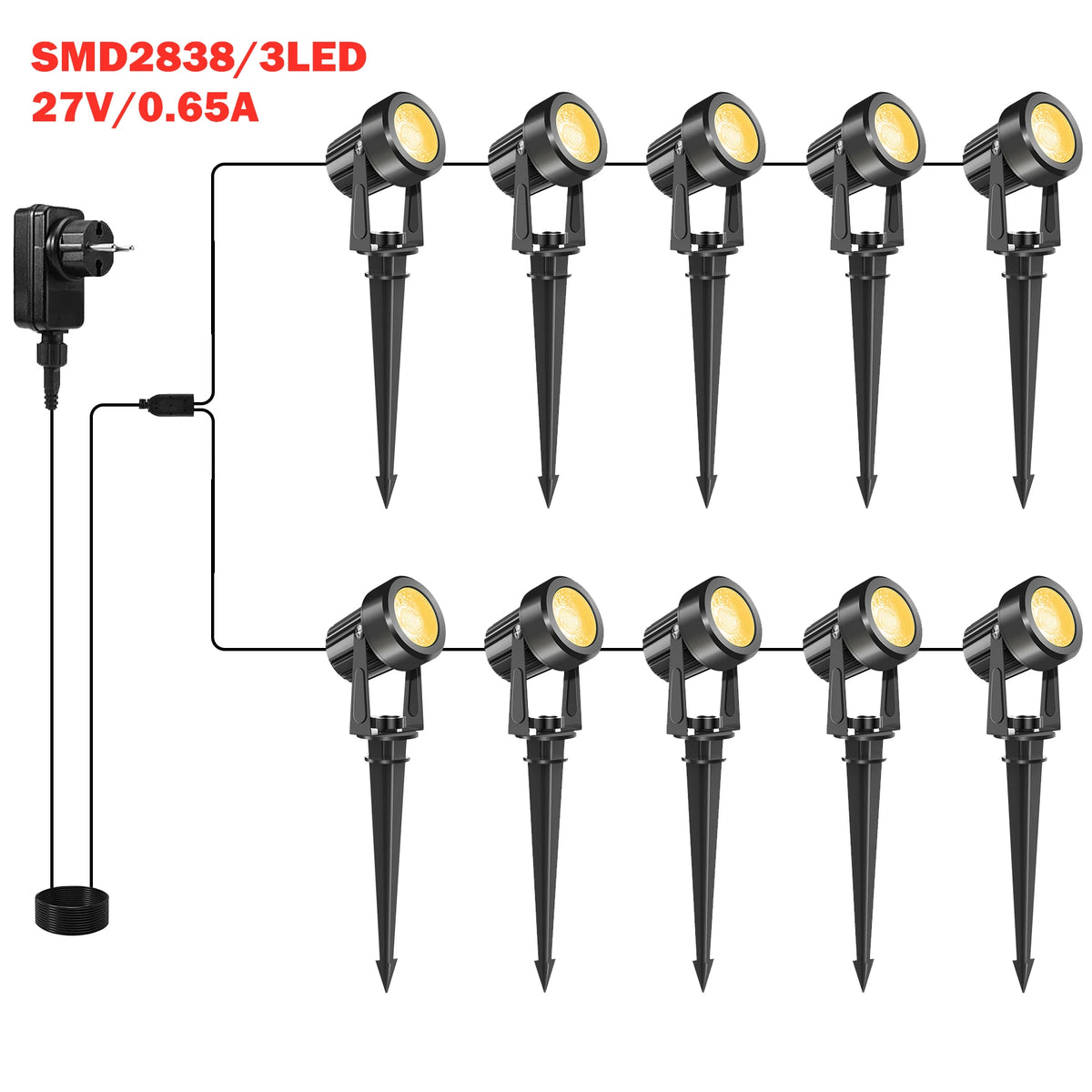 projecteurs exterieurs led jardin noir modernes 800lm ip65 abs contemporains 10lumières