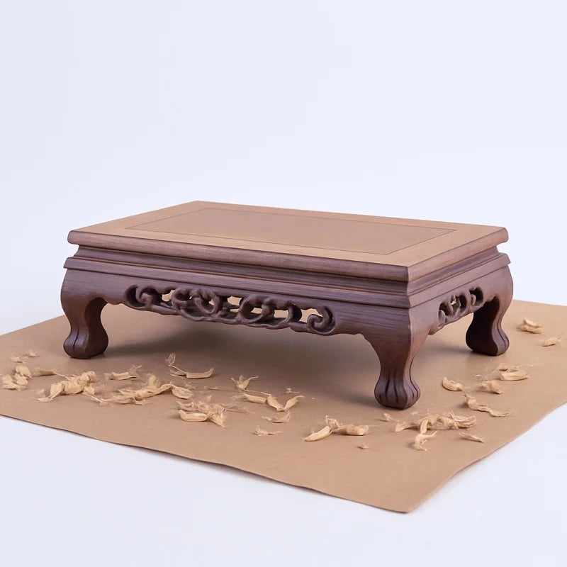 support bois sculpté socle décoratif plante pot fleurs objet artisanat maison classique