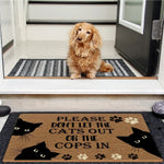tapis d'entrée antidérapant marron chats noirs humour extérieur sol résistant bactéries