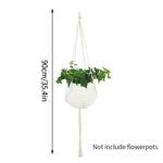 support plante suspendu macramé blanc boho artisanal anneau métallique pot plante