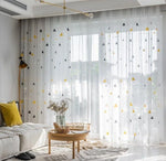 rideau blanc transparent triangles géométriques moderne tulle polyester inclusion clips rubans suspension chambre salonhôtel