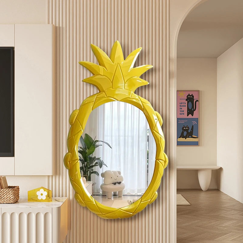 miroir moderne jaune pinapple texture originale mural led lumière maison