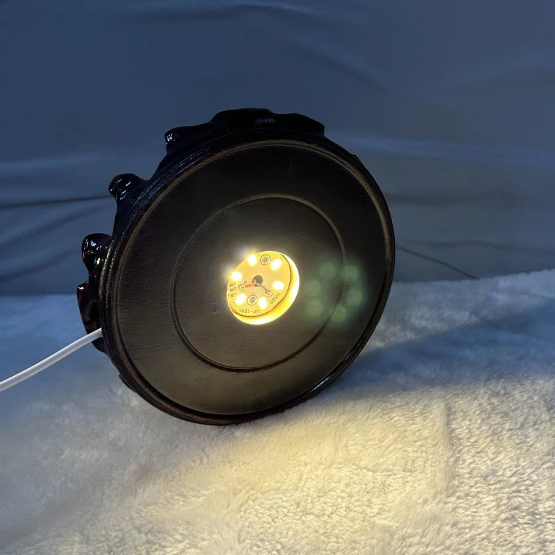 support lampe led marron texture bois classique câble usb base bois led neutral warm