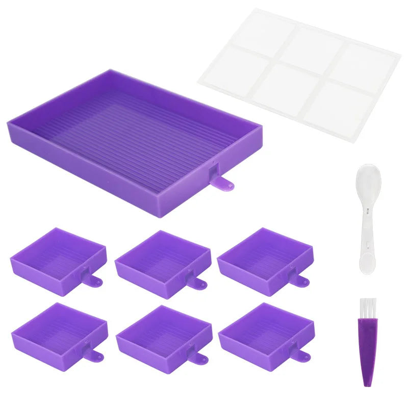 boîtes rangement violet bleu rose jaune pratique modernes petites boîtes cuillère pince