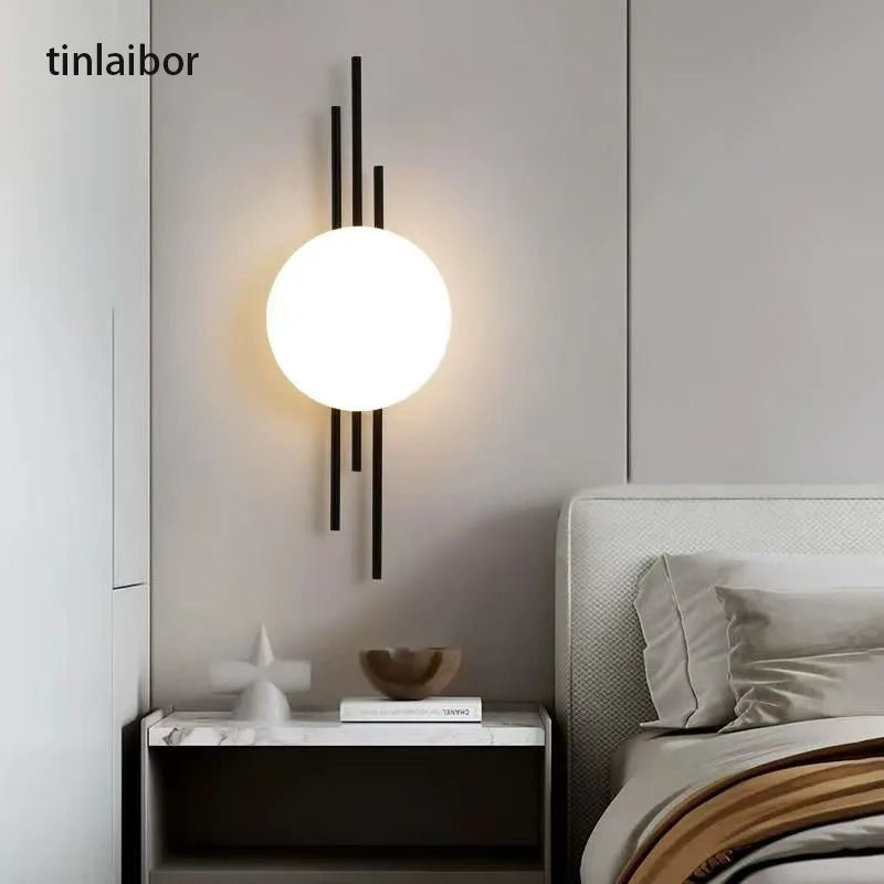 lampe murale moderne minimaliste noir doré éclairage chambre salon entrée étude
