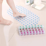 tapis bain antidérapant pvc moderne transparent ventouses bleues salle bain large 67cm 375cm