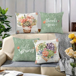 housse coussin polyester motif floral moderne violet cactus lettrage decoratif lit salon voiture 40x40cm