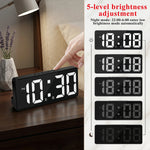 horloge numérique moderne détection vocale affichage température mode nuit led noir geometrique