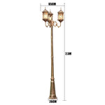 Lampadaire extérieur trois têtes or noir classique éclairage public ip65 led hand brushed bronze