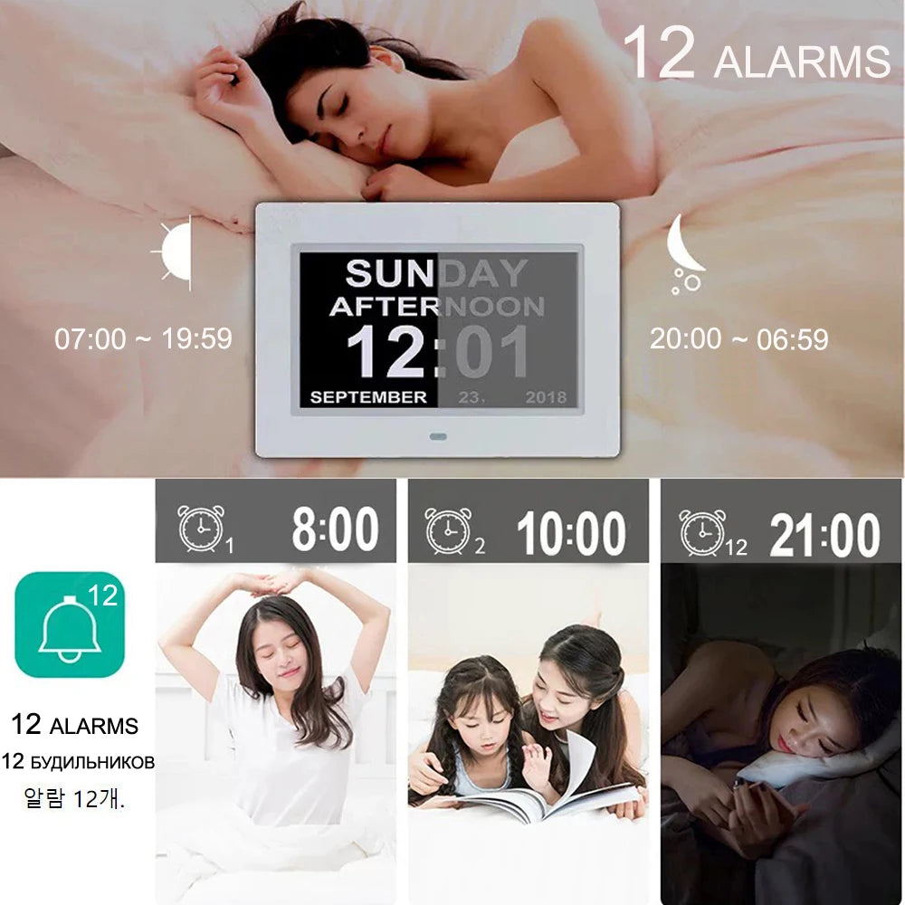 horloge numérique affichage led date heure alarmes télécommande multilingue minimaliste moderne