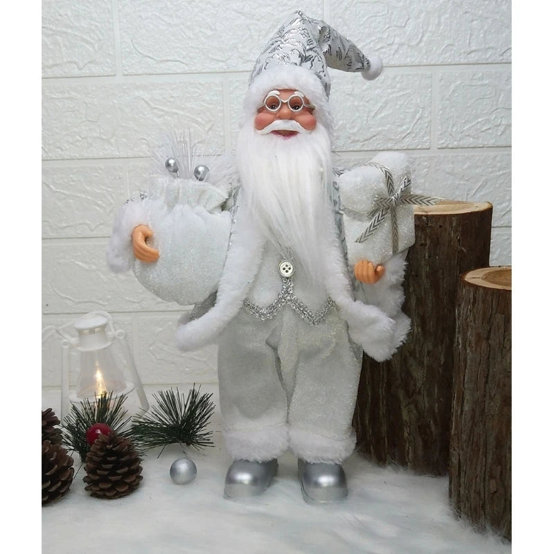 Père Noël blanc avec accents de tissu dans une décoration de table de fête