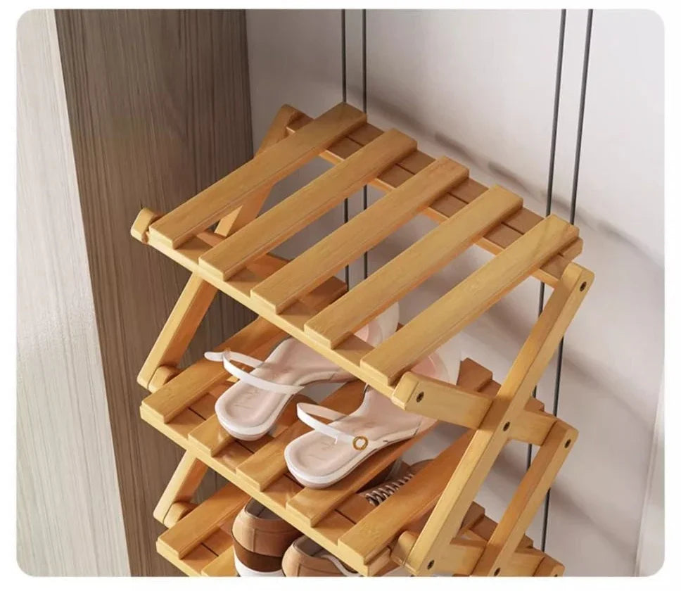 étagère pliante chaussures bois naturel moderne rangement entrée sans installationversible