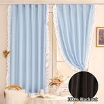rideaux vintage rose clair bleu clair beige translucides ruches blanches maison