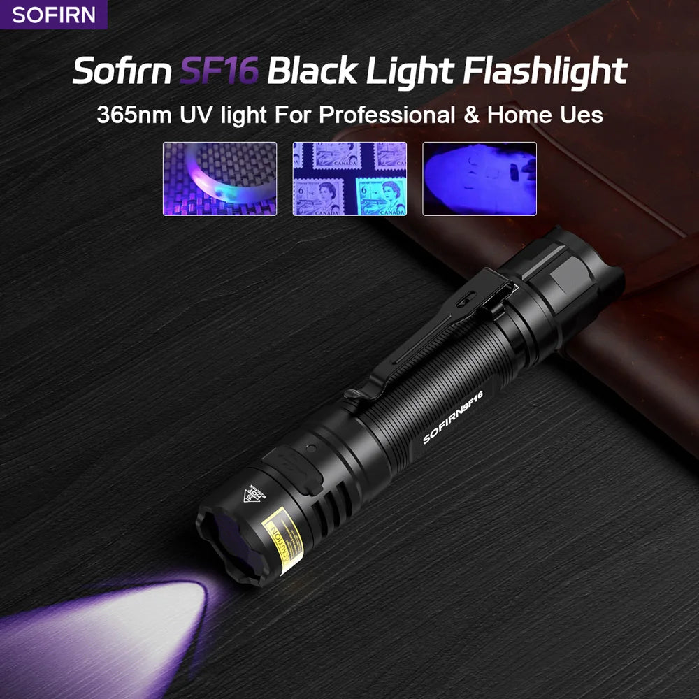 lampe poche uv rechargeable 365nm tactique ipx8 résistante l'eau modes puissance variable
