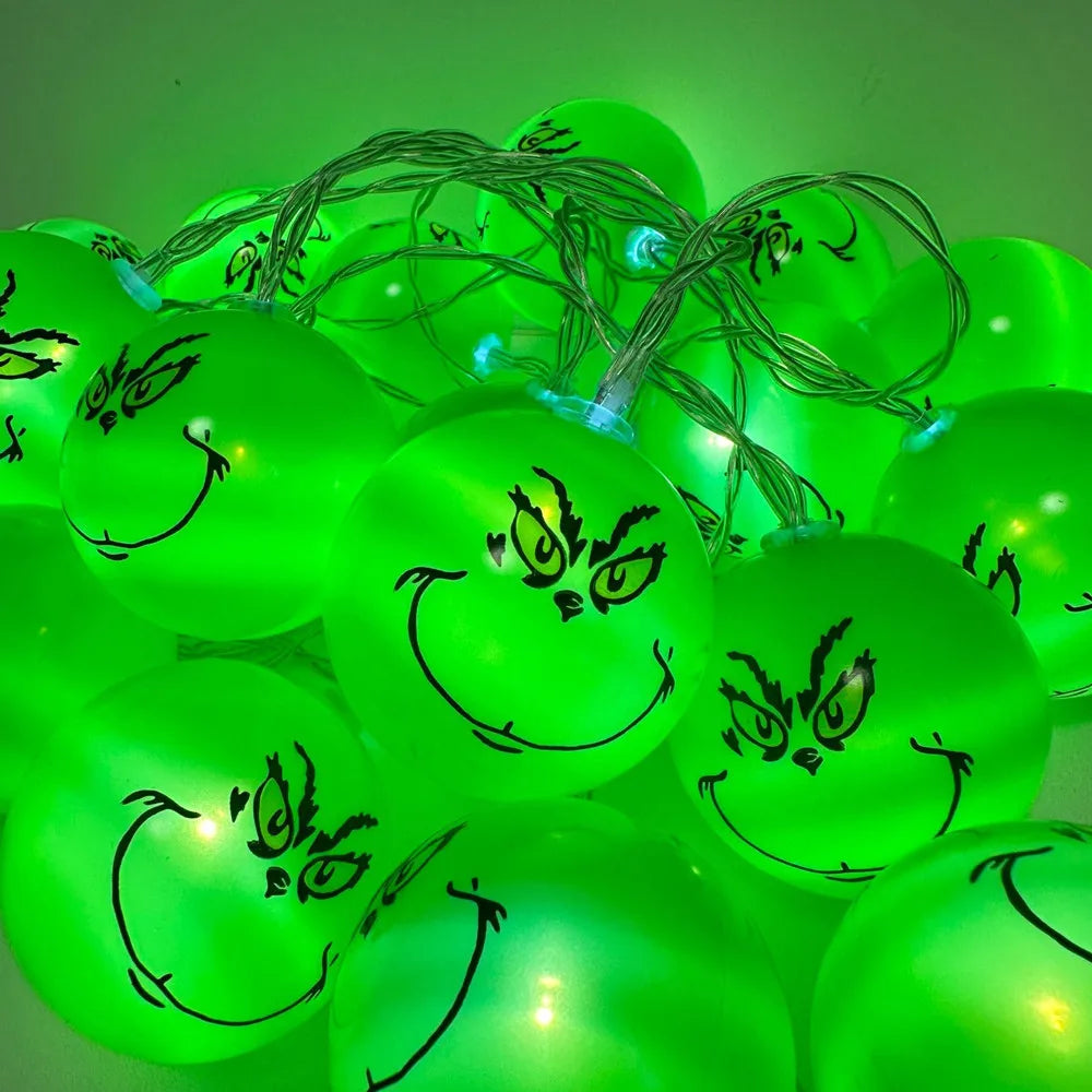 guirlande lumineuse vert souriant clips 10 leds 20 leds 40 leds décoration noël anniversaire