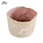 panier rangement vintage rose clair gris bleu carreaux rayures floral doux jouets accessoires chambre
