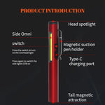 lampe torche multifonctionnelle rechargeable led spot flood uv clip aimant métallique moderne