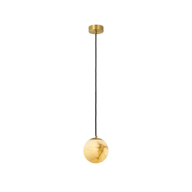 suspension lumineuse moderne marbre translucide câble noir socle doré élégante chambre salon étude