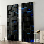 rideau noir bleu cubes géométriques moderne polyester fenêtre 60x150cm 75x166cm 105x230cm 130x210cm