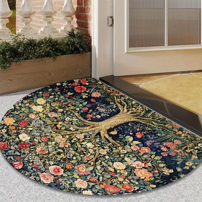 tapis moderne arbre vie feuilles racines mosaïque antidérapant résistant rides 40x60cm 50x80cm 60x90cm