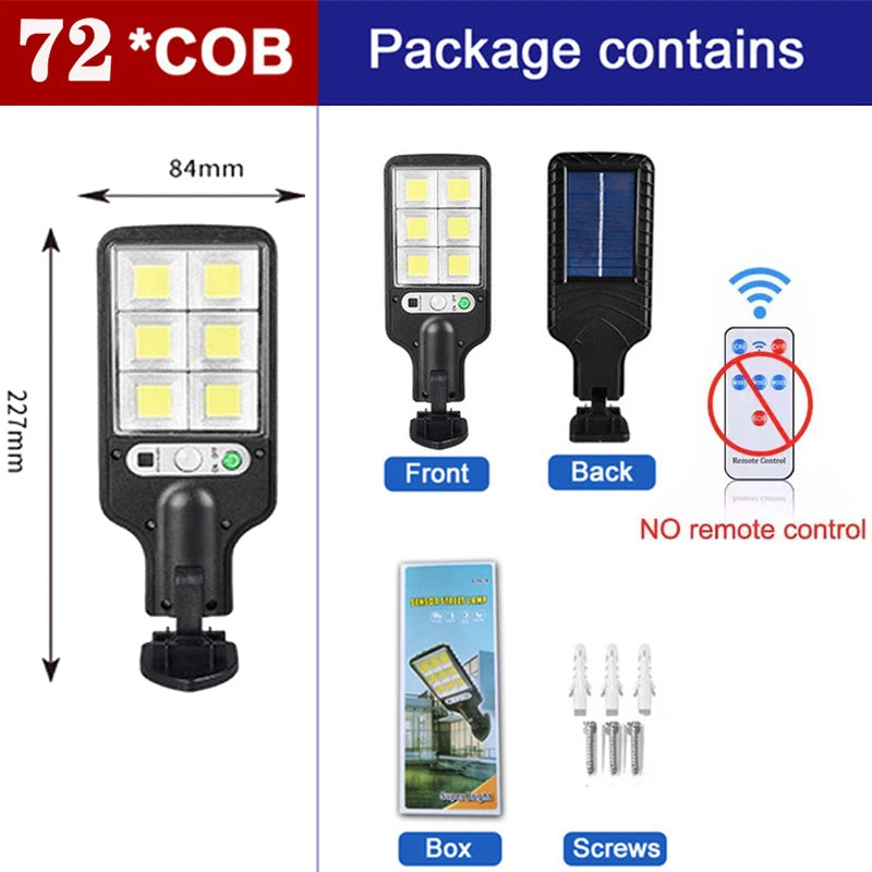lampe solaire rue noire ip65 led moderne capteur mouvement télécommande fixée mur autonomes
