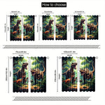 rideau imprimé dinosaures forêt moderne noir vert beige orange jaune pièces
