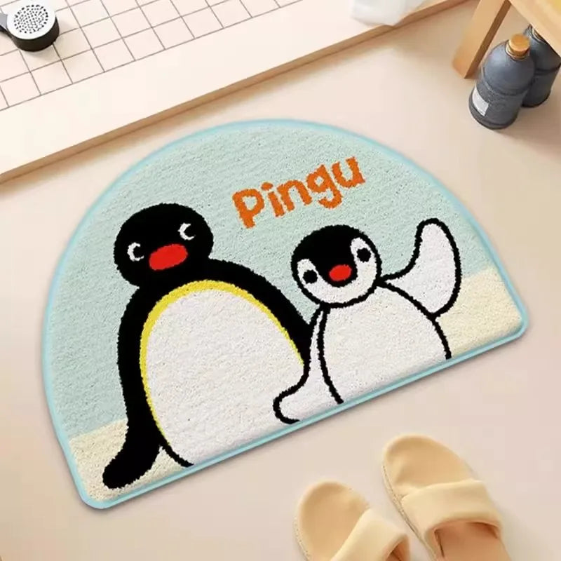 tapis polyester résistant décoration maison cartoon pingouins poissons floraux chambre salon