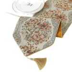 chemin table floral ornements tissu décoratif couleurs variées classique table manger