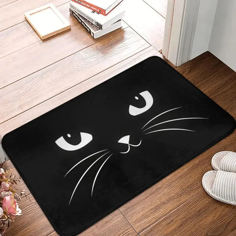 Tapis d'entrée en forme de chat noir design moderne