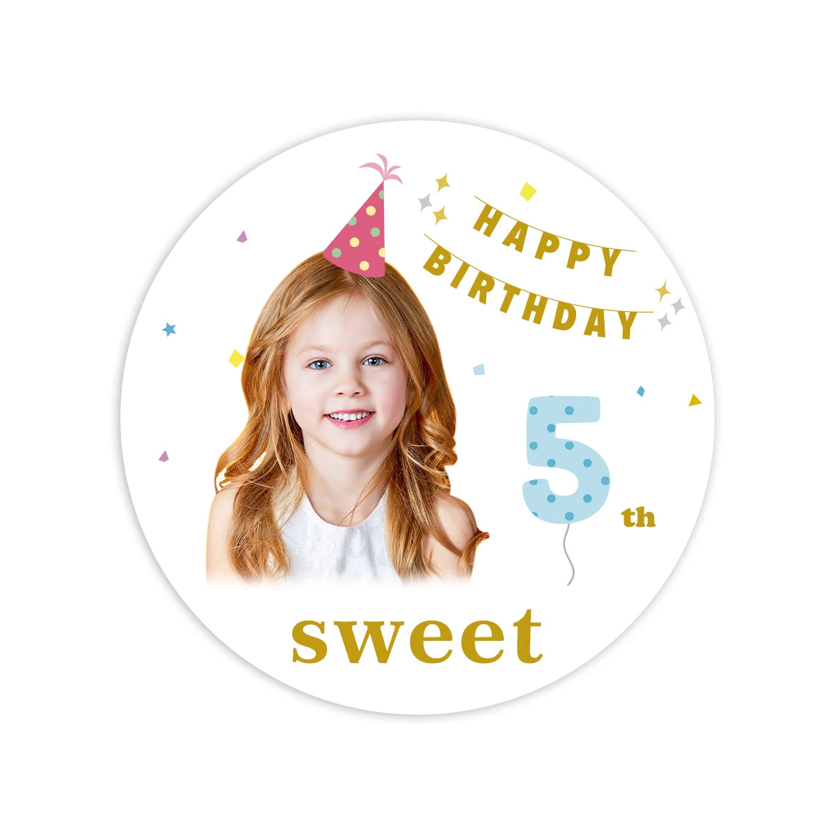 sticker personnalisable anniversaire enfant happy birthday sweet décoratif festif adhésif