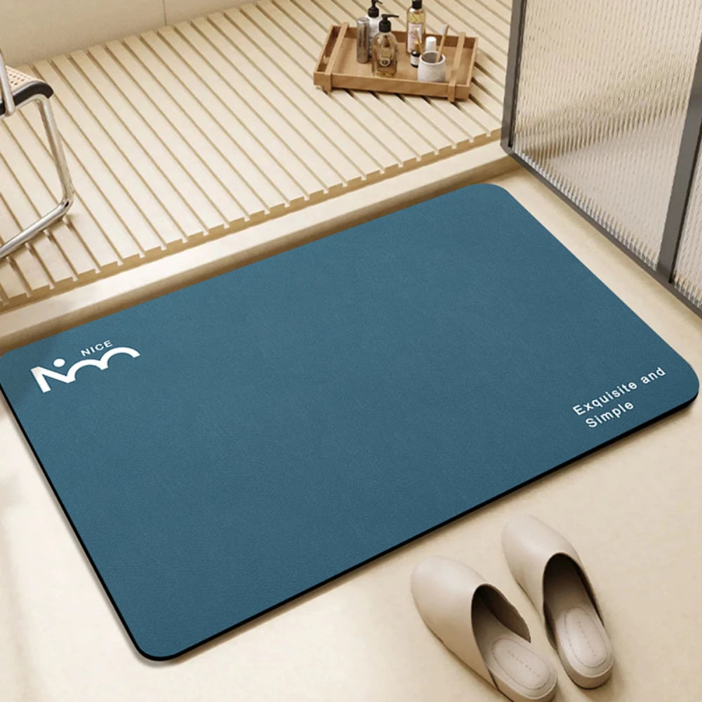 tapis sol salle bain absorbant séchage rapide antidérapant moderne gris bleu vert uni