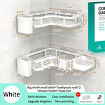 étagère salle bain angle double couche adhésive blanche noire moderne multifonctionnelle rangement muralement fixée